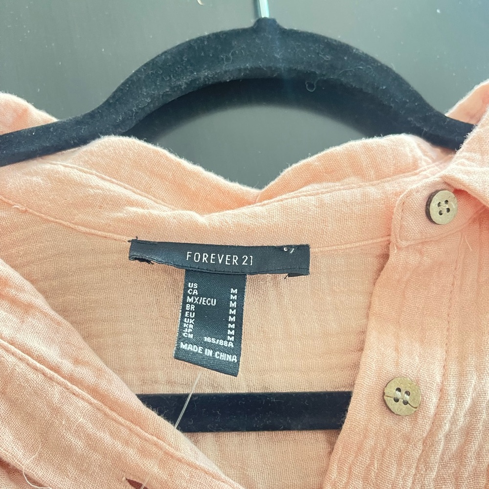 Never Worn Forever 21 Coral Button-Up